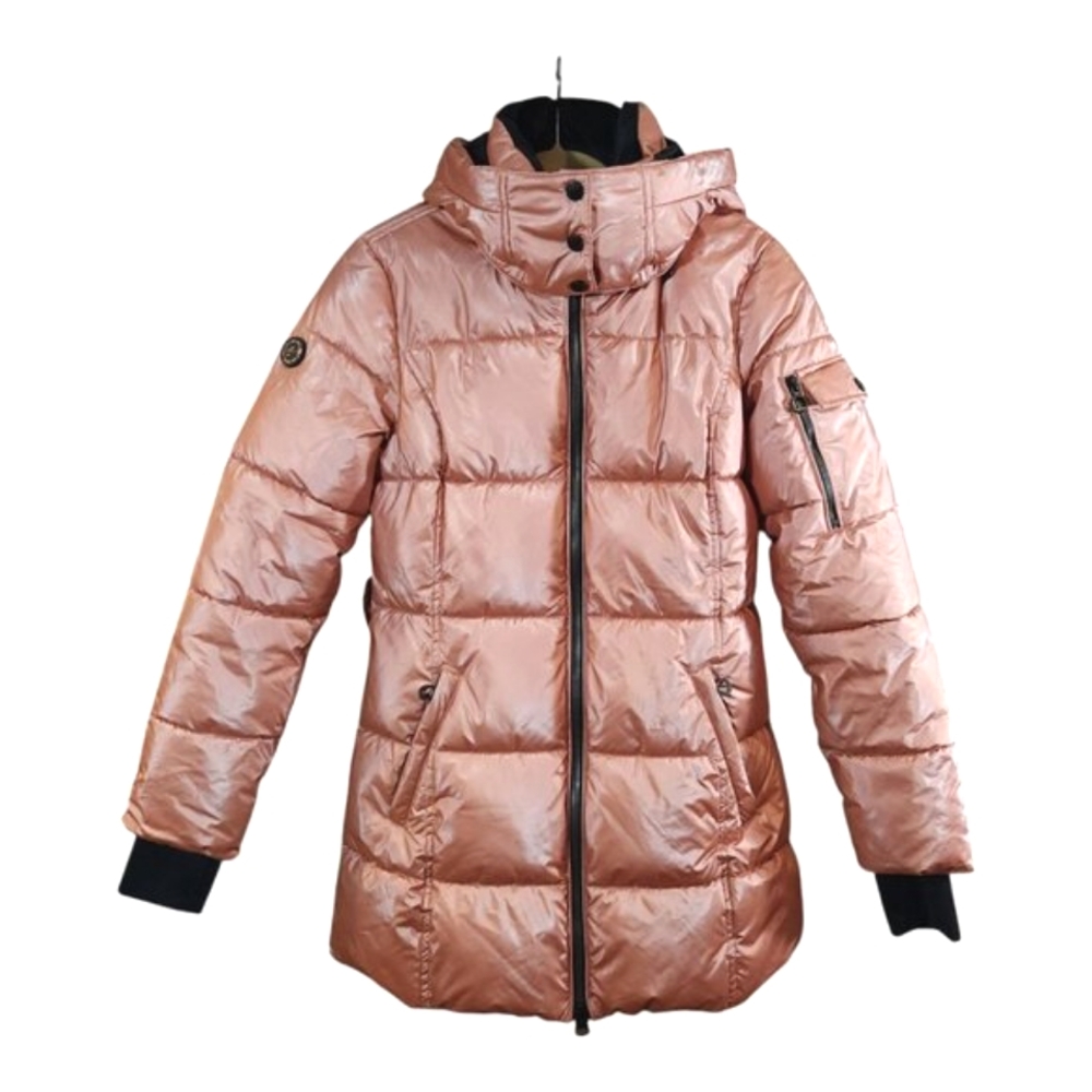 Noize Becka Hooded Longline Puffer Coat in Pink Winter Outdoor Women's Small